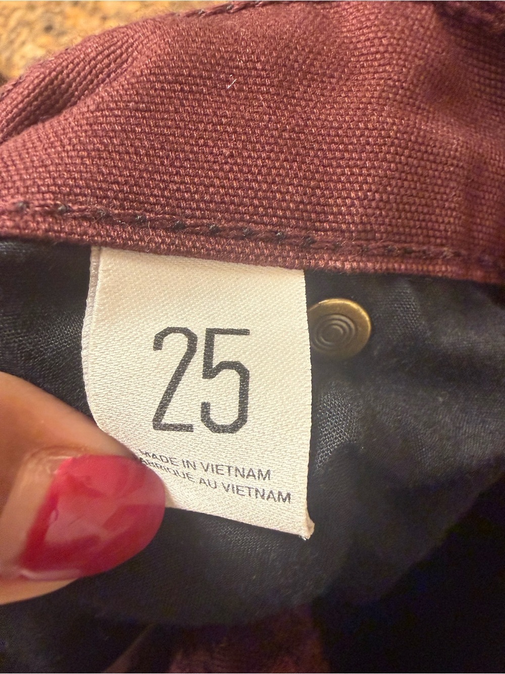 BDG Burgundy Carpenter Pants Size 25 Double Knee Workwear Utility Skater Granola - Picture 8 of 9